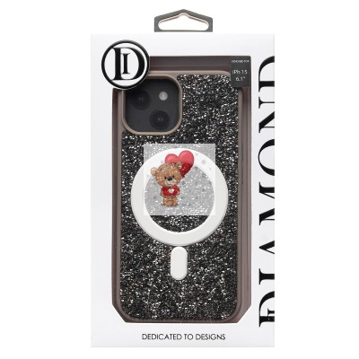 Чехол-накладка для Apple iPhone 15 россыпь кристаллов (титановый серый) - SM029 POSH SHINE SafeMag Чехол-накладка для Apple iPhone 15 россыпь кристаллов (титановый серый) - SM029 POSH SHINE SafeMag