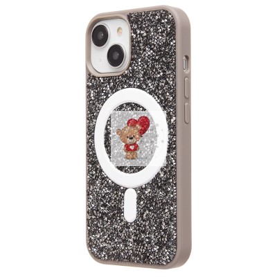 Чехол-накладка для Apple iPhone 15 россыпь кристаллов (титановый серый) - SM029 POSH SHINE SafeMag Чехол-накладка для Apple iPhone 15 россыпь кристаллов (титановый серый) - SM029 POSH SHINE SafeMag