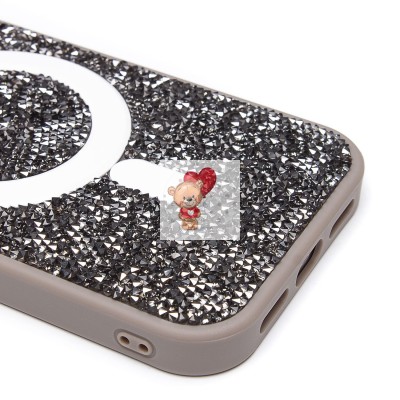 Чехол-накладка для Apple iPhone 15 россыпь кристаллов (титановый серый) - SM029 POSH SHINE SafeMag Чехол-накладка для Apple iPhone 15 россыпь кристаллов (титановый серый) - SM029 POSH SHINE SafeMag