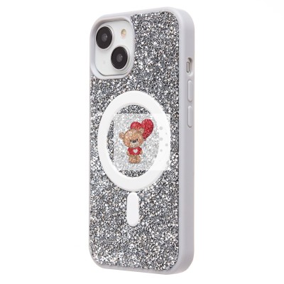 Чехол-накладка для Apple iPhone 15 россыпь кристаллов (титановый белый) - SM029 POSH SHINE SafeMag Чехол-накладка для Apple iPhone 15 россыпь кристаллов (титановый белый) - SM029 POSH SHINE SafeMag