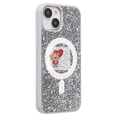 Чехол-накладка для Apple iPhone 15 россыпь кристаллов (титановый белый) - SM029 POSH SHINE SafeMag Чехол-накладка для Apple iPhone 15 россыпь кристаллов (титановый белый) - SM029 POSH SHINE SafeMag