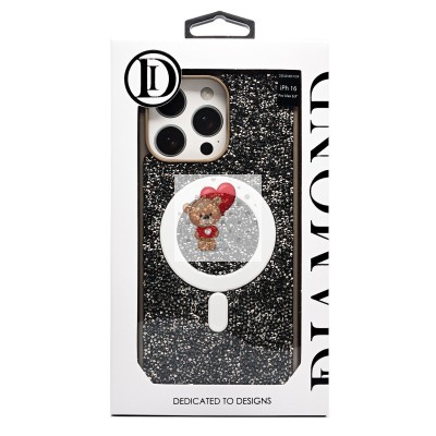 Чехол-накладка для Apple iPhone 16 Pro Max россыпь кристаллов (титановый серый) - SM029 POSH SHINE SafeMag