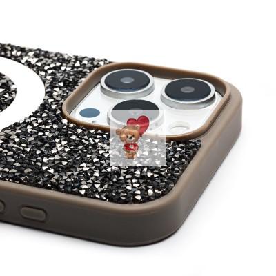 Чехол-накладка для Apple iPhone 16 Pro Max россыпь кристаллов (титановый серый) - SM029 POSH SHINE SafeMag