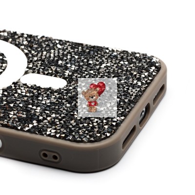 Чехол-накладка для Apple iPhone 16 Pro Max россыпь кристаллов (титановый серый) - SM029 POSH SHINE SafeMag