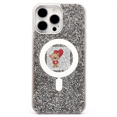 Чехол-накладка для Apple iPhone 16 Pro Max россыпь кристаллов (титановый белый) - SM029 POSH SHINE SafeMag