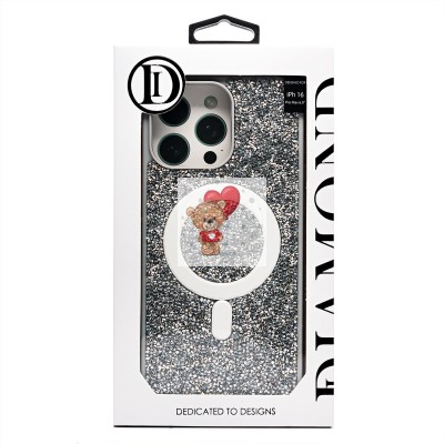 Чехол-накладка для Apple iPhone 16 Pro Max россыпь кристаллов (титановый белый) - SM029 POSH SHINE SafeMag