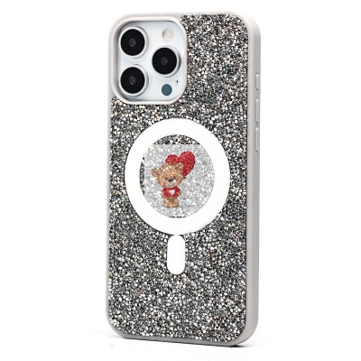 Чехол-накладка для Apple iPhone 16 Pro Max россыпь кристаллов (титановый белый) - SM029 POSH SHINE SafeMag