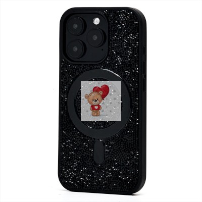 Чехол-накладка для Apple iPhone 16 Pro россыпь кристаллов (титановый черный) - SM029 POSH SHINE SafeMag