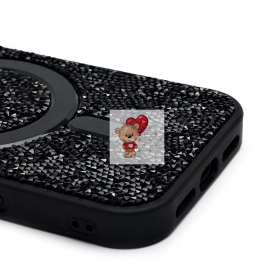Чехол-накладка для Apple iPhone 16 Pro россыпь кристаллов (титановый черный) - SM029 POSH SHINE SafeMag