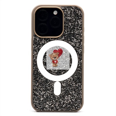 Чехол-накладка для Apple iPhone 16 Pro россыпь кристаллов (титановый серый) - SM029 POSH SHINE SafeMag Чехол-накладка для Apple iPhone 16 Pro россыпь кристаллов (титановый серый) - SM029 POSH SHINE SafeMag