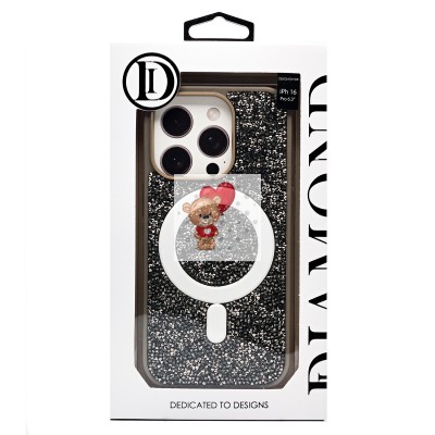 Чехол-накладка для Apple iPhone 16 Pro россыпь кристаллов (титановый серый) - SM029 POSH SHINE SafeMag