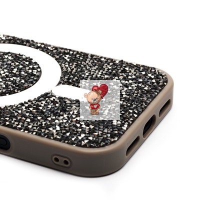 Чехол-накладка для Apple iPhone 16 Pro россыпь кристаллов (титановый серый) - SM029 POSH SHINE SafeMag