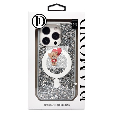 Чехол-накладка для Apple iPhone 16 Pro россыпь кристаллов (титановый белый) - SM029 POSH SHINE SafeMag