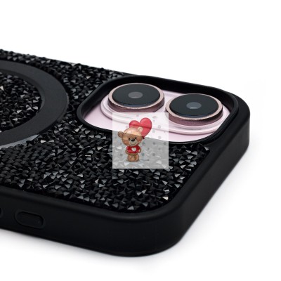 Чехол-накладка для Apple iPhone 16 россыпь кристаллов (титановый черный) - SM029 POSH SHINE SafeMag Чехол-накладка для Apple iPhone 16 россыпь кристаллов (титановый черный) - SM029 POSH SHINE SafeMag