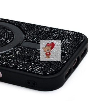 Чехол-накладка для Apple iPhone 16 россыпь кристаллов (титановый черный) - SM029 POSH SHINE SafeMag Чехол-накладка для Apple iPhone 16 россыпь кристаллов (титановый черный) - SM029 POSH SHINE SafeMag