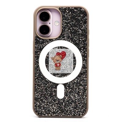 Чехол-накладка для Apple iPhone 16 россыпь кристаллов (титановый серый) - SM029 POSH SHINE SafeMag