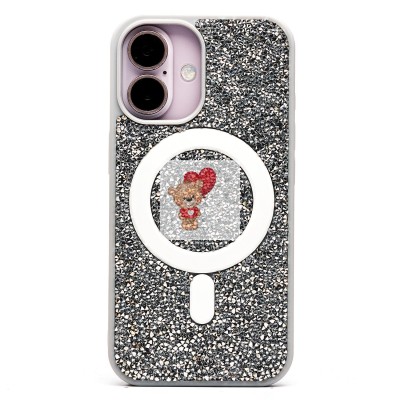 Чехол-накладка для Apple iPhone 16 россыпь кристаллов (титановый белый) - SM029 POSH SHINE SafeMag
