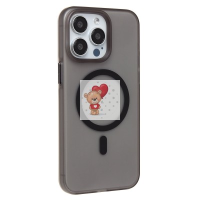 Чехол-накладка для Apple iPhone 15 Pro Max (черный/матовый прозрачный) - SM038 SafeMag