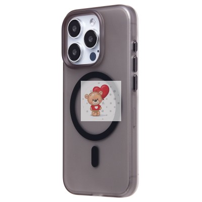 Чехол-накладка для Apple iPhone 15 Pro (черный/матовый прозрачный) - SM038 SafeMag