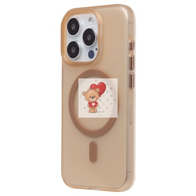 Чехол-накладка для Apple iPhone 15 Pro (золотой/матовый прозрачный) - SM038 SafeMag