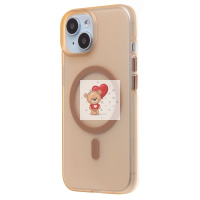 Чехол-накладка для Apple iPhone 15 (золотой/матовый прозрачный) - SM038 SafeMag Чехол-накладка для Apple iPhone 15 (золотой/матовый прозрачный) - SM038 SafeMag