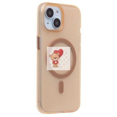 Чехол-накладка для Apple iPhone 15 (золотой/матовый прозрачный) - SM038 SafeMag Чехол-накладка для Apple iPhone 15 (золотой/матовый прозрачный) - SM038 SafeMag