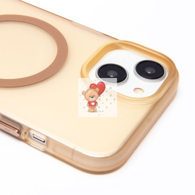 Чехол-накладка для Apple iPhone 15 (золотой/матовый прозрачный) - SM038 SafeMag Чехол-накладка для Apple iPhone 15 (золотой/матовый прозрачный) - SM038 SafeMag