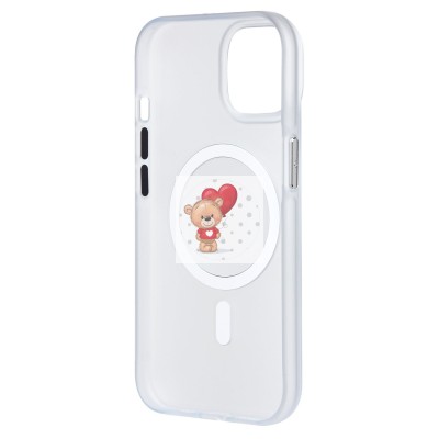 Чехол-накладка для Apple iPhone 15 (белый/матовый прозрачный) - SM038 SafeMag