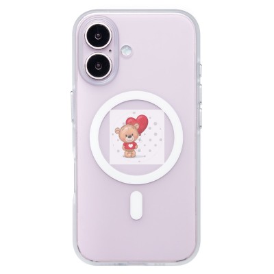 Чехол-накладка для Apple iPhone 16 (белый/матовый прозрачный) - SM038 SafeMag