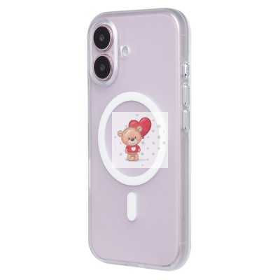 Чехол-накладка для Apple iPhone 16 (белый/матовый прозрачный) - SM038 SafeMag Чехол-накладка для Apple iPhone 16 (белый/матовый прозрачный) - SM038 SafeMag