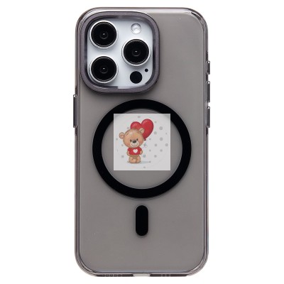 Чехол-накладка для Apple iPhone 15 Pro (черный/прозрачный) - SM039 SafeMag