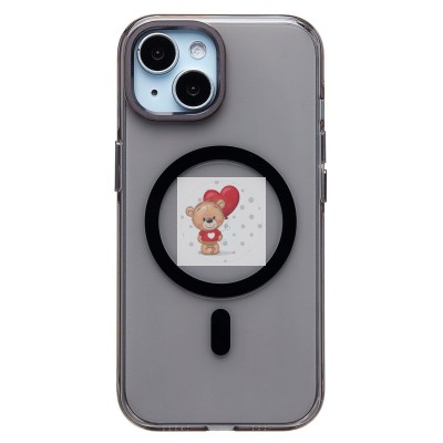 Чехол-накладка для Apple iPhone 15 (черный/прозрачный) - SM039 SafeMag