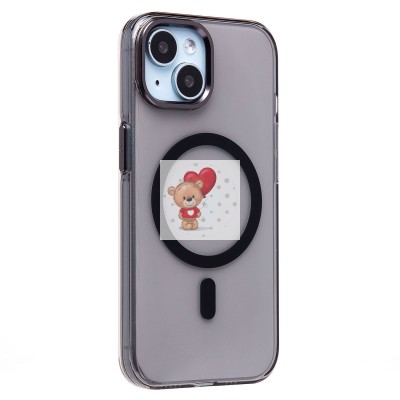 Чехол-накладка для Apple iPhone 15 (черный/прозрачный) - SM039 SafeMag