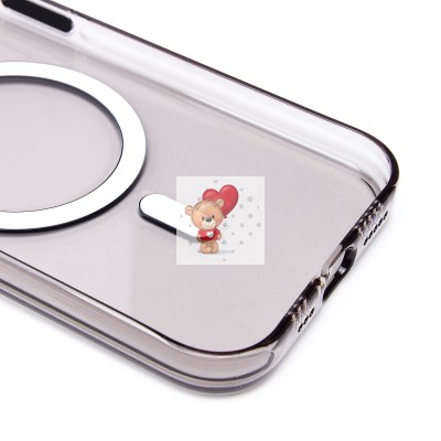 Чехол-накладка для Apple iPhone 15 (черный/прозрачный) - SM039 SafeMag