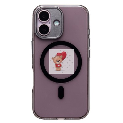 Чехол-накладка для Apple iPhone 16 (черный/прозрачный) - SM039 SafeMag Чехол-накладка для Apple iPhone 16 (черный/прозрачный) - SM039 SafeMag