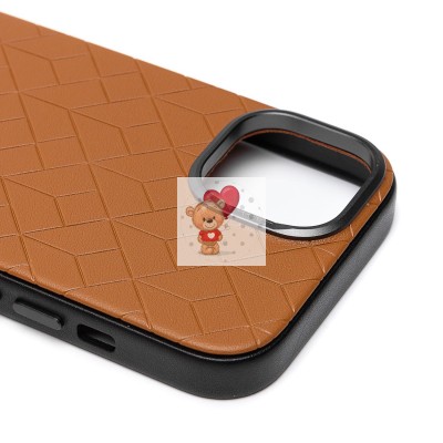 Чехол-накладка для Apple iPhone 15 (коричневый) - SM089 SafeMag экокожа