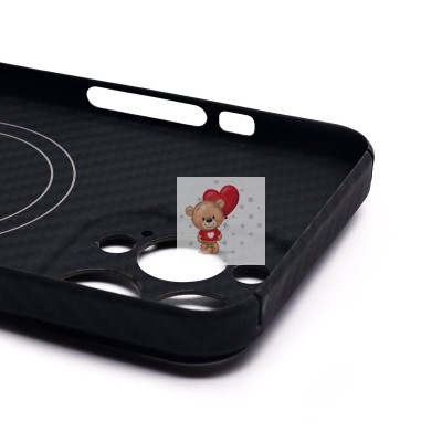 Чехол-накладка для Apple iPhone 15 Pro Max (черный) Cellis SM009 POSH KEVLAR с закрытой камерой SafeMag