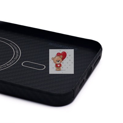 Чехол-накладка для Apple iPhone 15 Pro Max (черный) Cellis SM009 POSH KEVLAR с закрытой камерой SafeMag