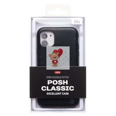 Чехол-накладка для Apple iPhone 11 Натуральная кожа зернистая (черный) Cellis SM030 SafeMag