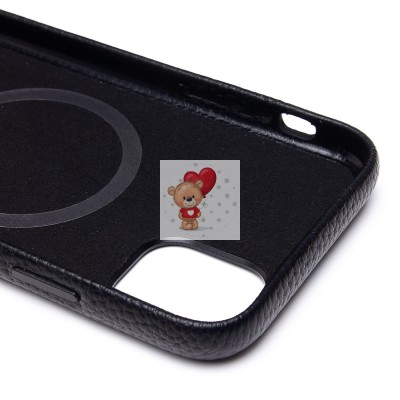 Чехол-накладка для Apple iPhone 11 Натуральная кожа зернистая (черный) Cellis SM030 SafeMag