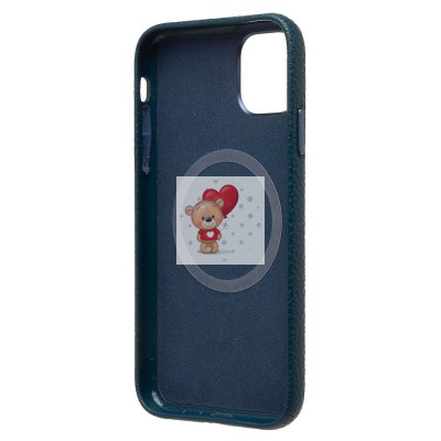 Чехол-накладка для Apple iPhone 11 Натуральная кожа зернистая (темно-синий) Cellis SM030 SafeMag