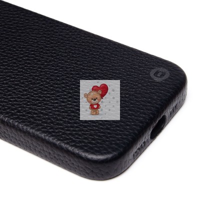 Чехол-накладка для Apple iPhone 14 Натуральная кожа зернистая (черный) Cellis SM030 SafeMag