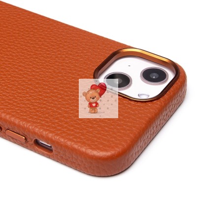 Чехол-накладка для Apple iPhone 13 Натуральная кожа зернистая (коричневый) Cellis SM030 SafeMag