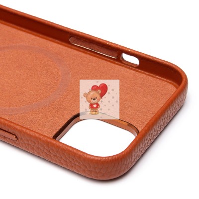 Чехол-накладка для Apple iPhone 13 Натуральная кожа зернистая (коричневый) Cellis SM030 SafeMag