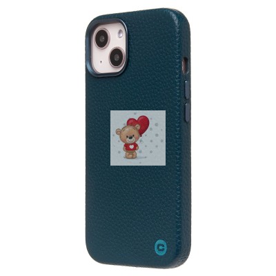 Чехол-накладка для Apple iPhone 13 Натуральная кожа зернистая (темно-синий) Cellis SM030 SafeMag