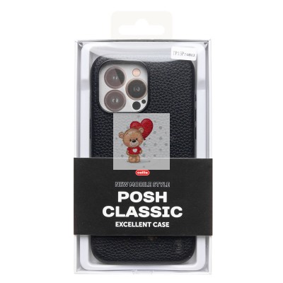 Чехол-накладка для Apple iPhone 15 Pro Max Натуральная кожа зернистая (черный) Cellis SM030 SafeMag