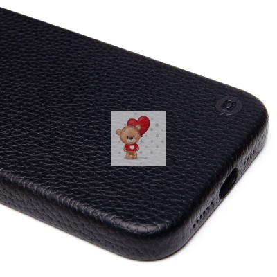 Чехол-накладка для Apple iPhone 15 Pro Max Натуральная кожа зернистая (черный) Cellis SM030 SafeMag