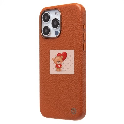 Чехол-накладка для Apple iPhone 15 Pro Max Натуральная кожа зернистая (коричневый) Cellis SM030 SafeMag