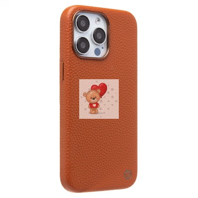 Чехол-накладка для Apple iPhone 15 Pro Max Натуральная кожа зернистая (коричневый) Cellis SM030 SafeMag