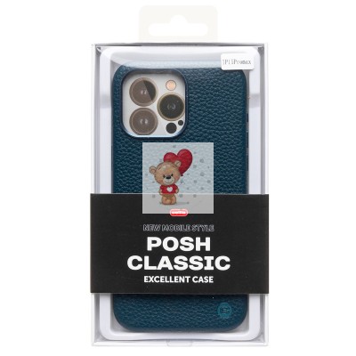 Чехол-накладка для Apple iPhone 15 Pro MaxНатуральная кожа зернистая (темно-синий) Cellis SM030 SafeMag